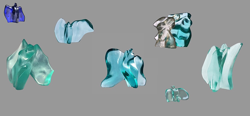 * STAKLENE SKULPTURE u ateljeu